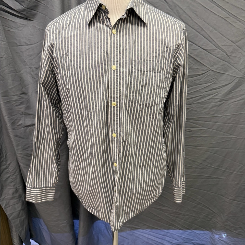 Old Navy Men's Casual Striped Shirt - Gray and White
